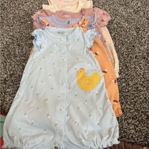 Girls one piece summer romper’s by Carter's and other brands